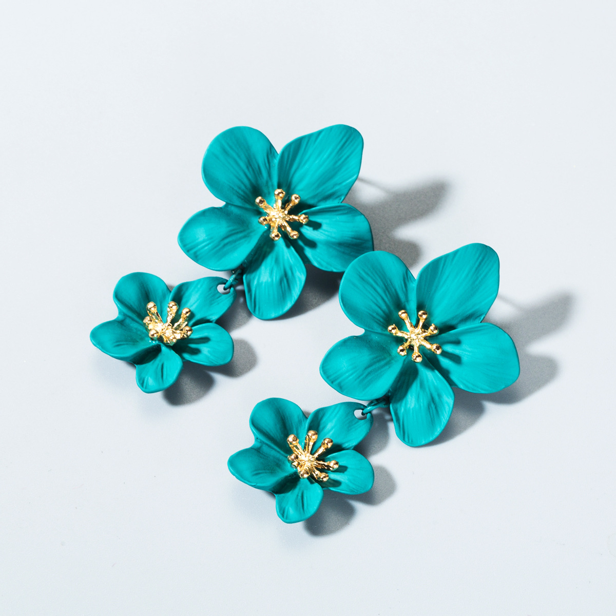 ins Korean fresh and delicate flower earrings, Bohemian-style multi-color double-layered long earrings, European and American earrings pic 30