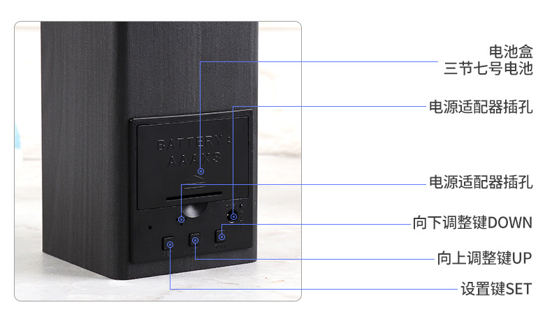 Cross-border bestseller wooden pen holder alarm clock, Amazon hot selling LED clock gift electronic clock, can silk-screen print logo pic 5