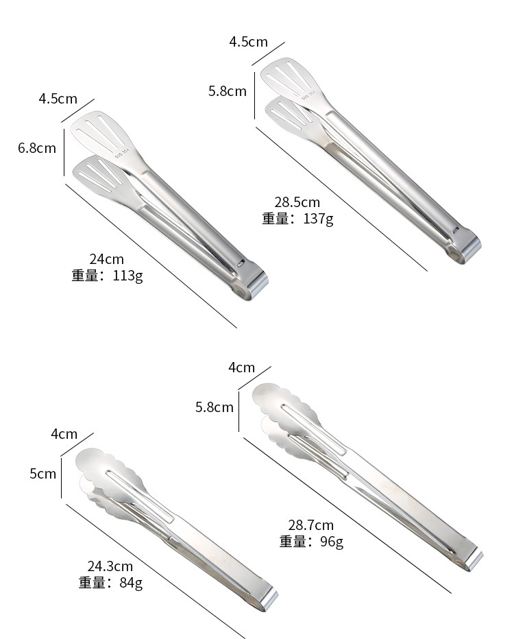 厂家批发304不锈钢食品夹面包烤肉夹三线夹自助餐菜物夹酒店用品详情8