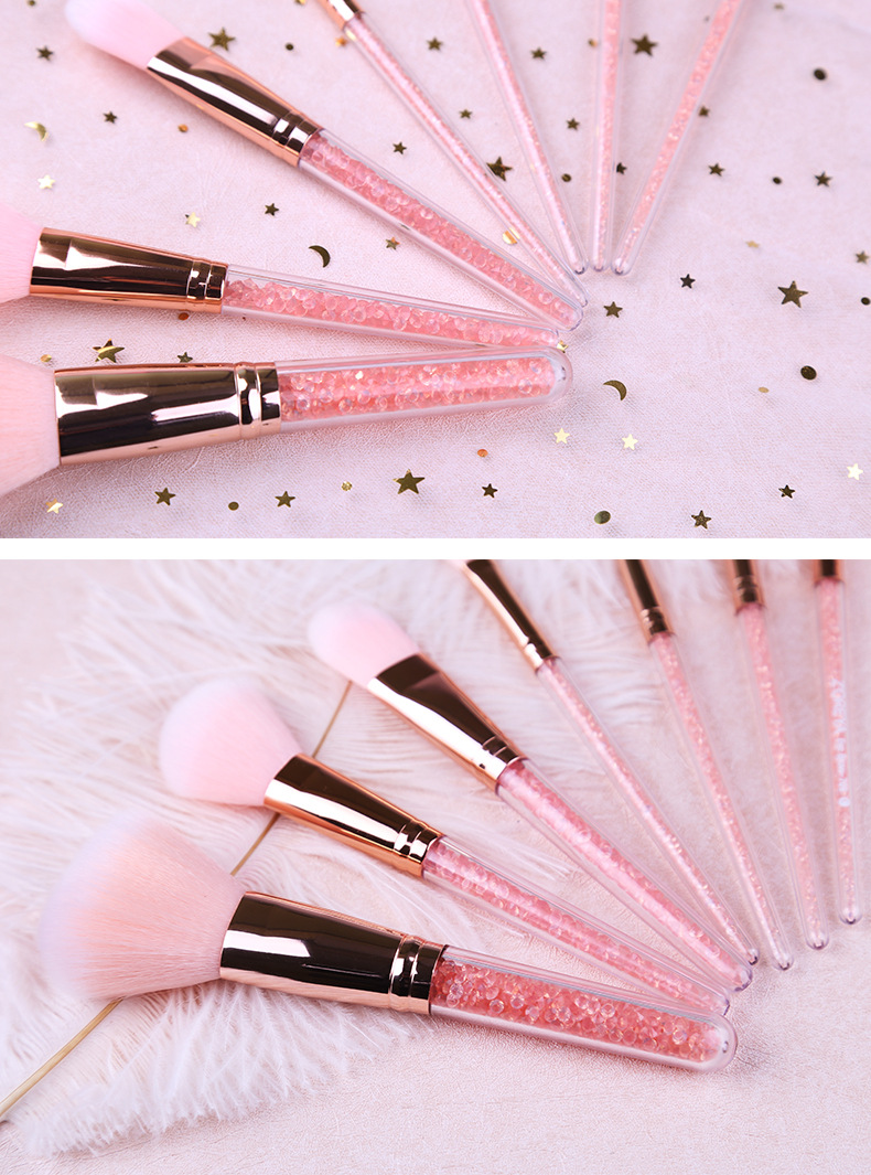 ZOREYA腮红眼影刷套装粉色水晶收纳包化妆工具美容护肤彩妆化妆刷子粉底刷组合详情27
