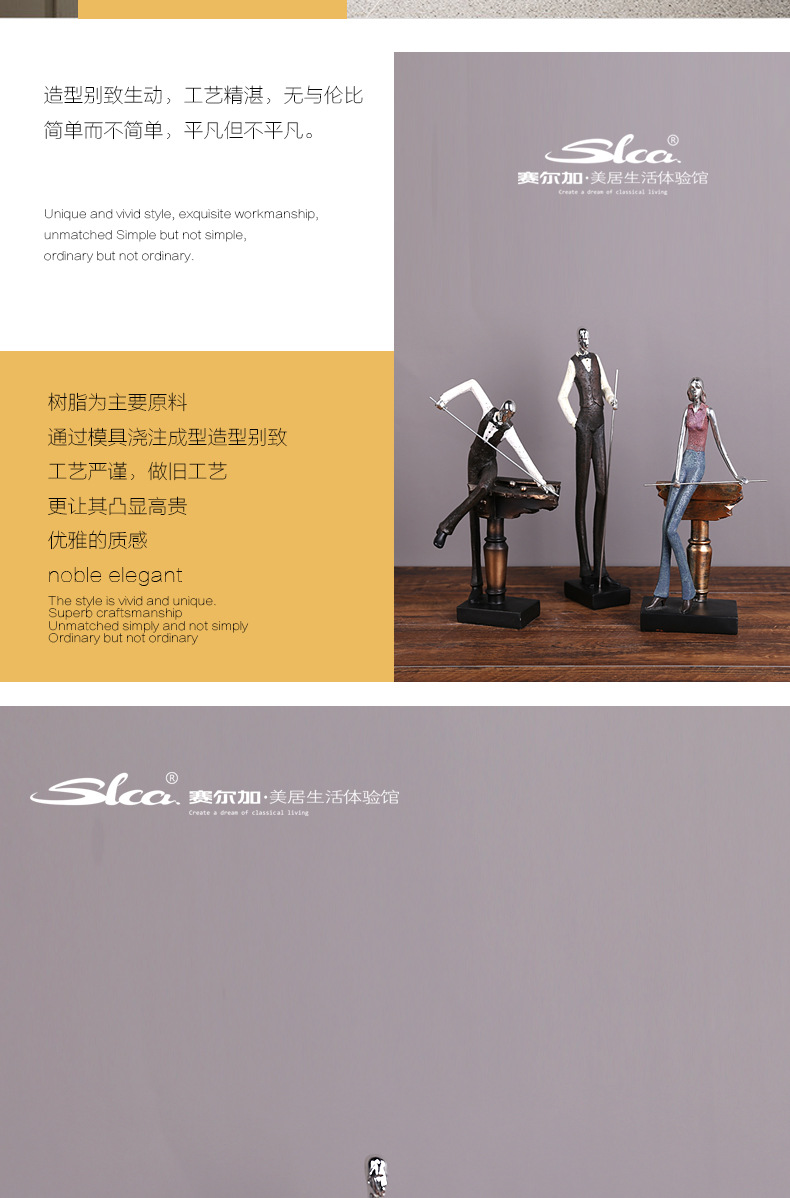 Cross-border delivery of American pool hall character ornaments, club wine cabinets, study rooms, home soft furnishings, resin handicrafts pic 3