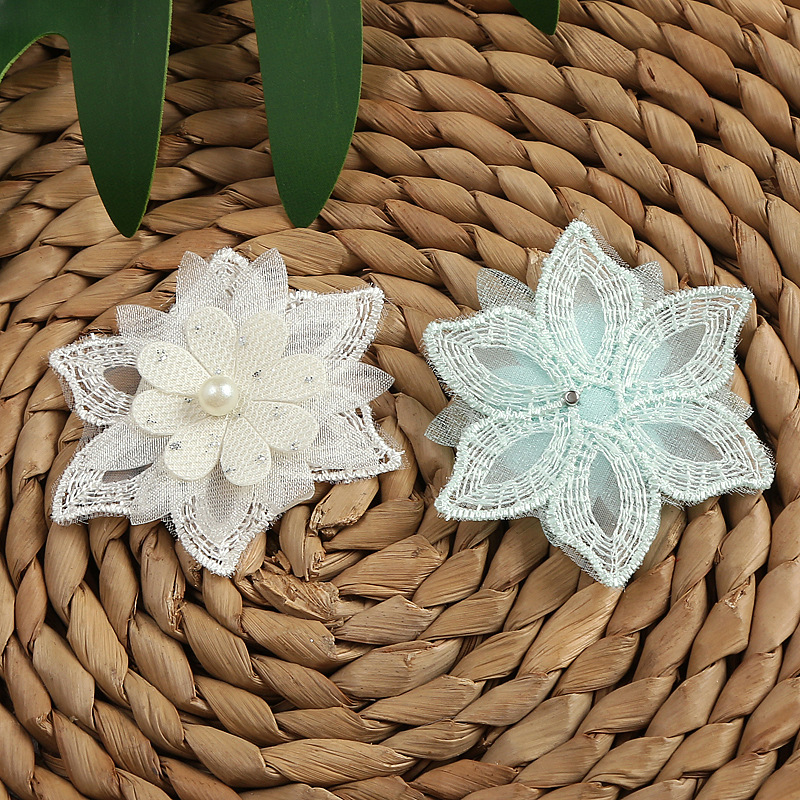 New multi-color three-layer three-dimensional beaded organza flower three-layer organza lace accessory clothing accessories pic 7