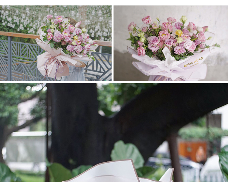 罗兰新款金色边框果冻膜鲜花包装纸材料防水高档包花纸花束花艺店详情17