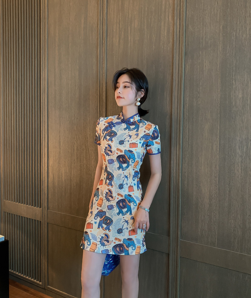 2025 Summer New Style improved traditional Chinese style short artistic cartoon retro playful girl cheongsam dress 1991 pic 12