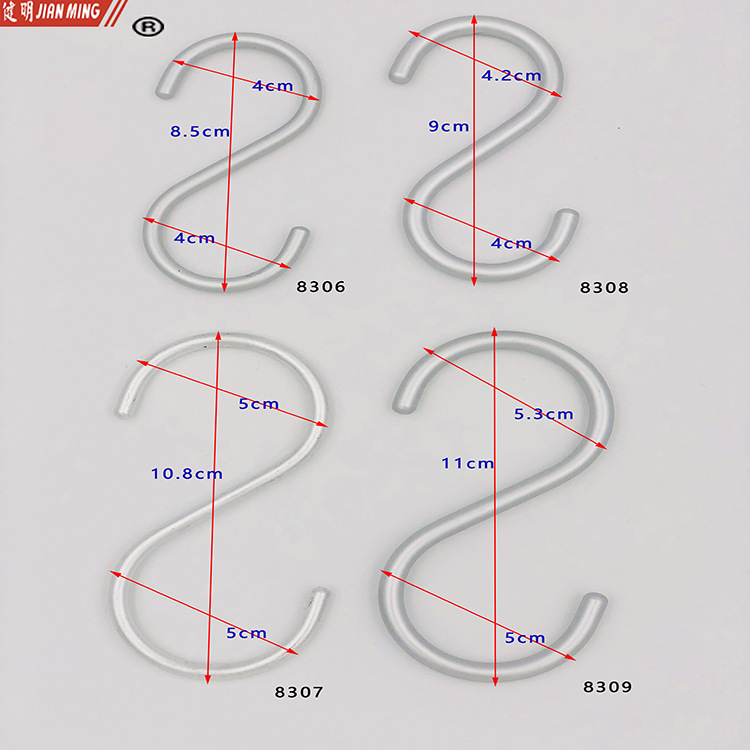 JM8306 Space Aluminum S-shaped hook, multi-functional hook, household daily-use hook, Nail-free anti-rust iron hook pic 5