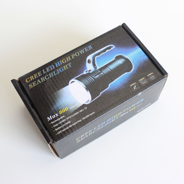 T6 portable searchlight, waterproof aluminum alloy rechargeable flashlight, patrol, camping, search and rescue, fishing, aluminum alloy waterproof pic 14