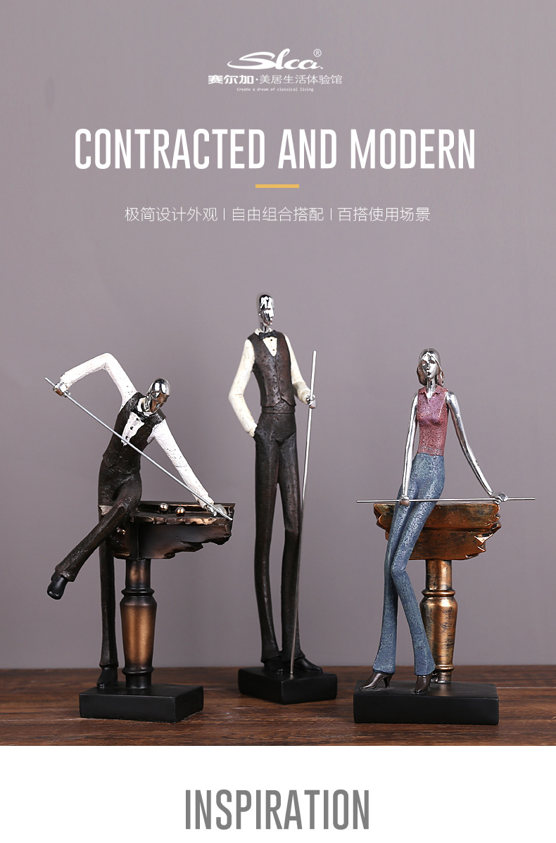 Cross-border delivery of American pool hall character ornaments, club wine cabinets, study rooms, home soft furnishings, resin handicrafts pic 1