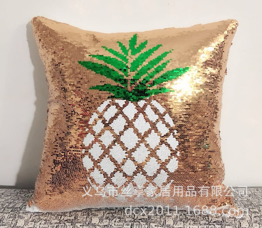 Customized double-sided color positioning embroidered sequin unicorn throw pillows sofa cushions flip print decorative items pic 27