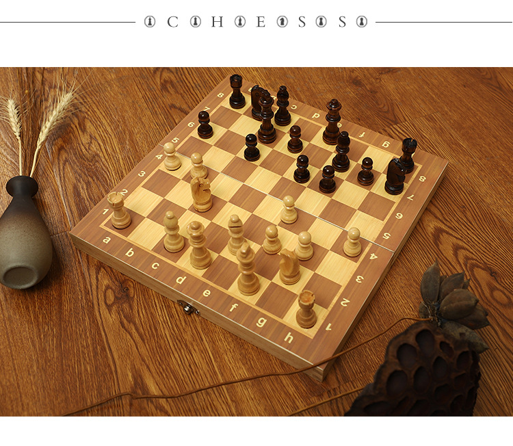 跨境专供磁性国际象棋木质可折叠彩盒装送两后竞技益智棋牌玩具详情10