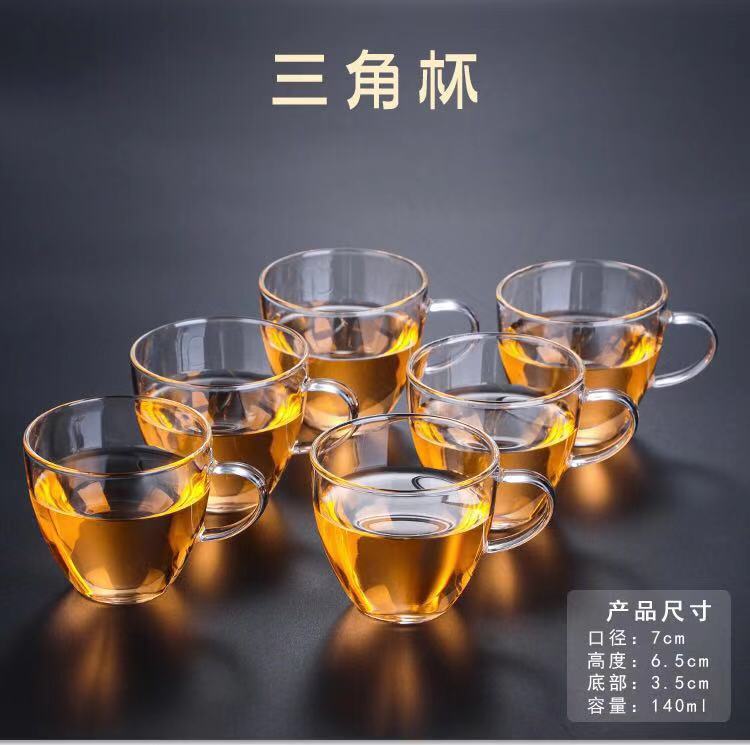 Factory wholesale of glass small tea cups, tea tasting cups, magnolia cups, heat-resistant Gongfu tea cups, thickened small tea cups with handles pic 9