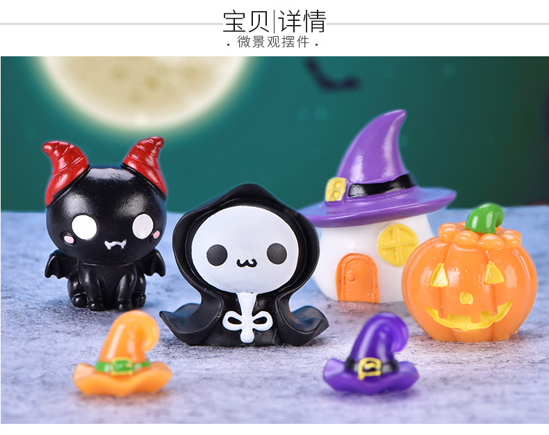 New cute pumpkin lantern, ghost vampire and creative keychain for Halloween micro-landscape succulent ornaments pic 37
