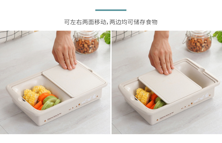多功能小麦秸秆菜板厨房双层塑料塑胶多功能加长容器水槽洗菜篮详情9