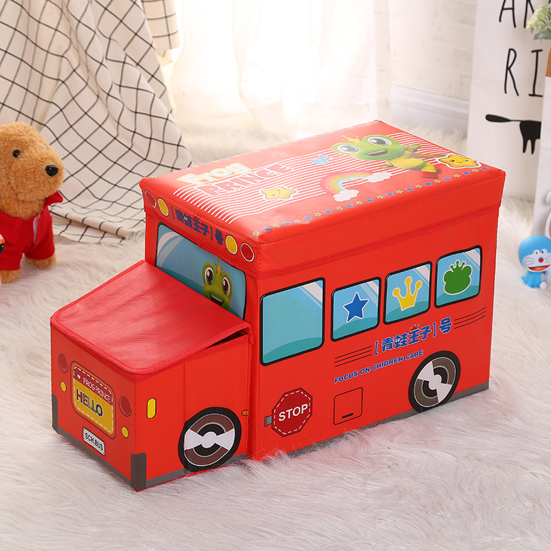 Wholesale of seated cartoon car storage boxes, multi-functional large-capacity storage boxes, folding storage stools pic 23