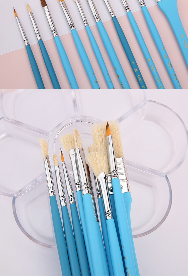 Venta directa de fábrica 10pcs multifunción pinceles de aceite al por mayor acuarela guache acryl painting pen set para arte pic 24