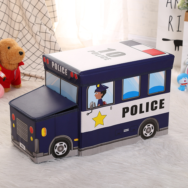 Wholesale of seated cartoon car storage boxes, multi-functional large-capacity storage boxes, folding storage stools pic 25