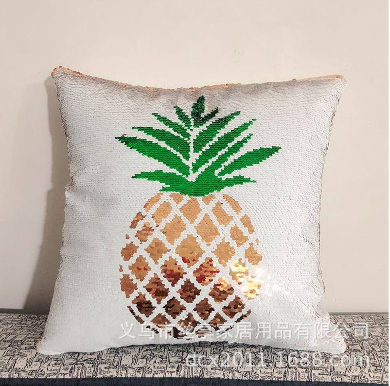 Customized double-sided color positioning embroidered sequin unicorn throw pillows sofa cushions flip print decorative items pic 26