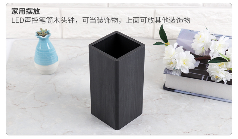 Cross-border bestseller wooden pen holder alarm clock, Amazon hot selling LED clock gift electronic clock, can silk-screen print logo pic 16