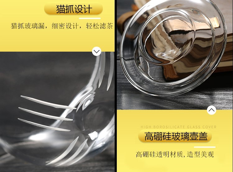 Factory wholesale household glass cups, heat-resistant flower tea cups, three-piece sets, office tea brewing belts, handles, filter cups, LOGO pic 13