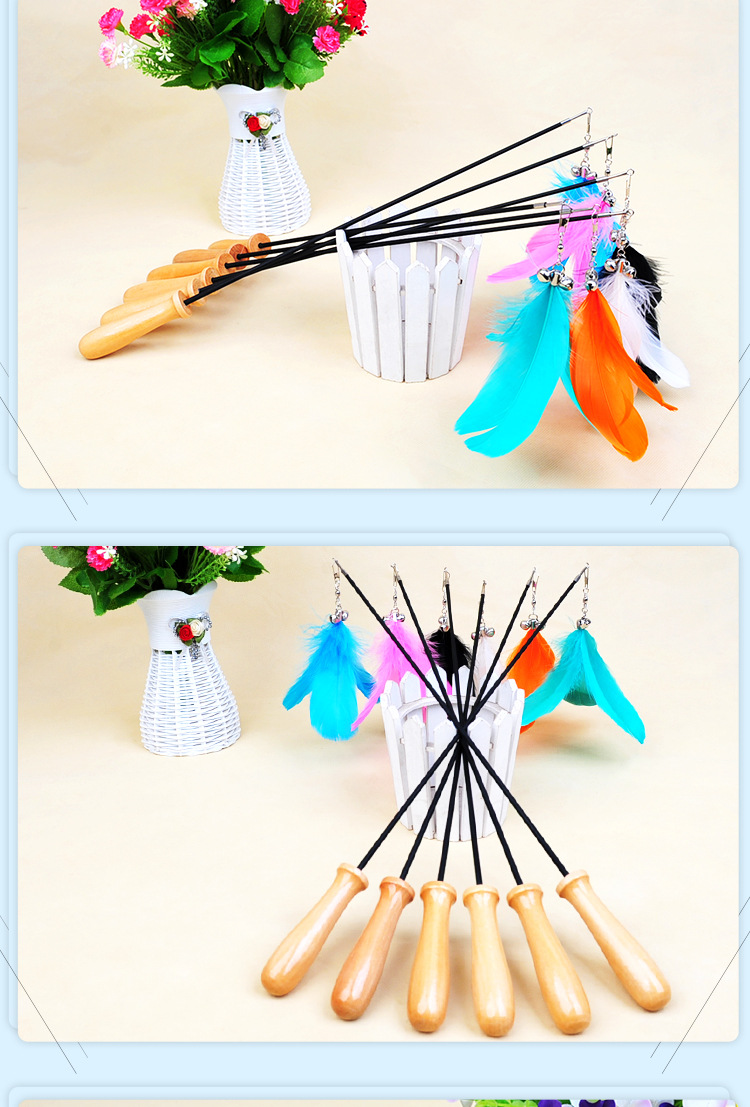 Factory wholesale of cat toys, extendable solid wood cat toys, bells, feathers and interactive cat products in stock pic 6