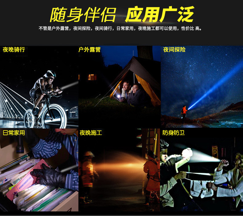 Pailide Strong Light Flashlight, aluminum alloy led retractable portable lighting flashlight, outdoor adventure waterproof flashlight pic 19