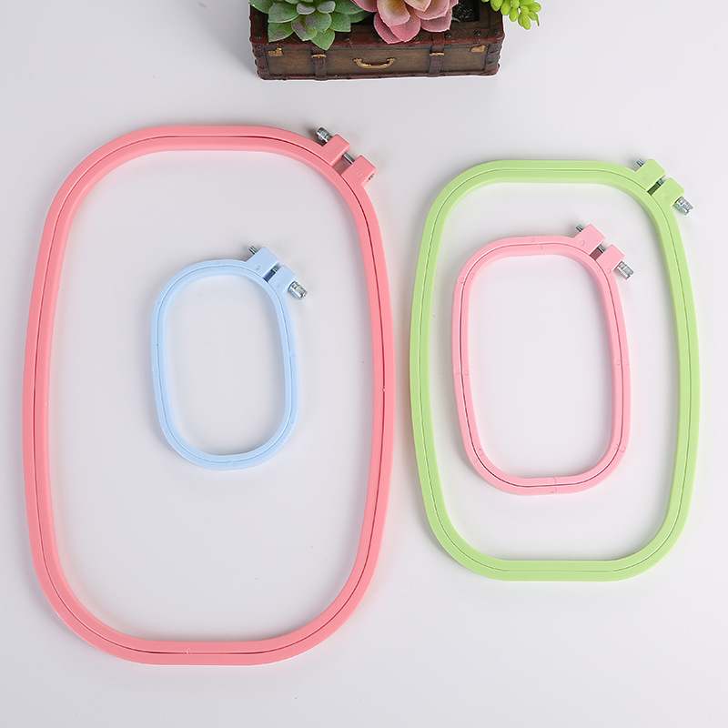 Embroidery machine accessories: Middle adjustable flower stand, round embroidery frame, embroidery stretch, candy-colored ABS plastic square embroidery ring pic 46