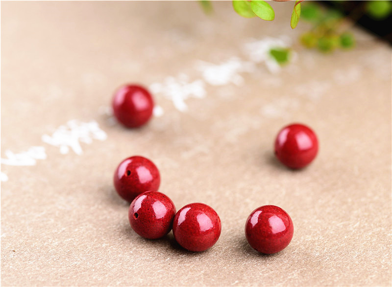 Jiuya Crystal natural raw ore cinnabar loose beads, purple gold sand round beads, semi-finished products, imperial red sand decorative beads pic 10