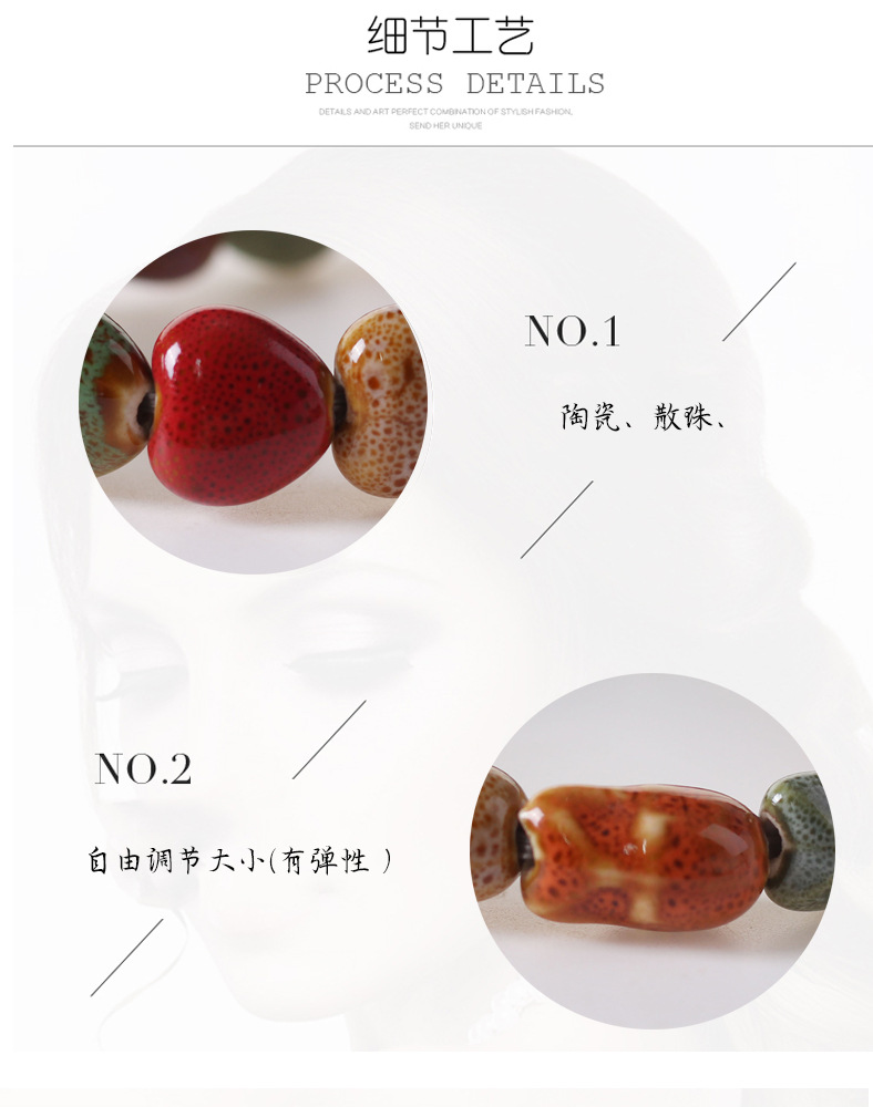 Wholesale Jingdezhen ceramic jewelry, new fashionable flower glaze bead bracelets, multi-color casual ethnic style student bracelets pic 5