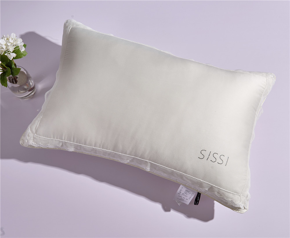 Hotel Silk Smooth 60-piece Silk pillow Tencel Cotton Sisi Princess Milk Pillow Fiber Pillow Comfortable Lace Edge pillow core pic 2