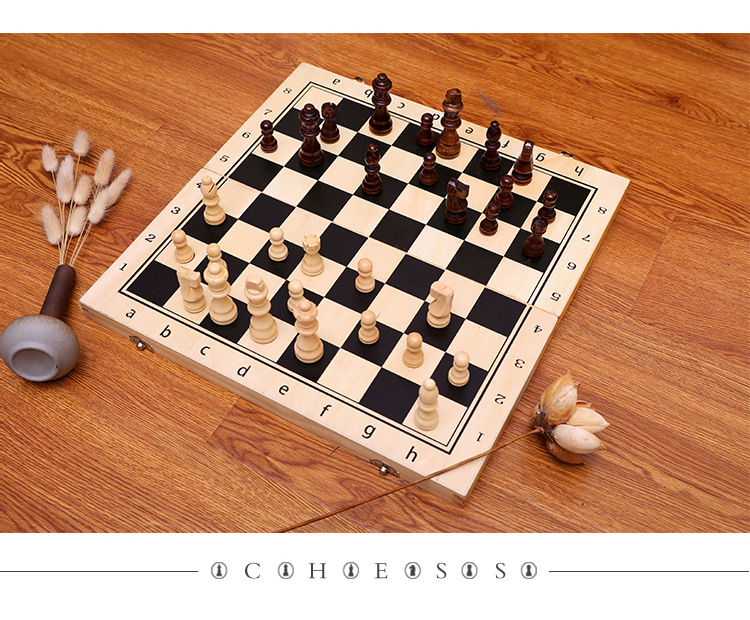 Strong magnetic wood portable foldable tabletop game chess and card competition and intelligence toys factory direct sales chess equipment pic 7