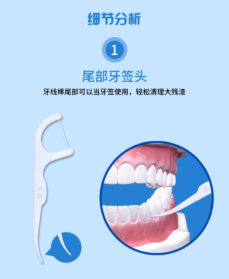 牙线棒弓形高拉力圆线牙签剔牙器50支盒装详情9