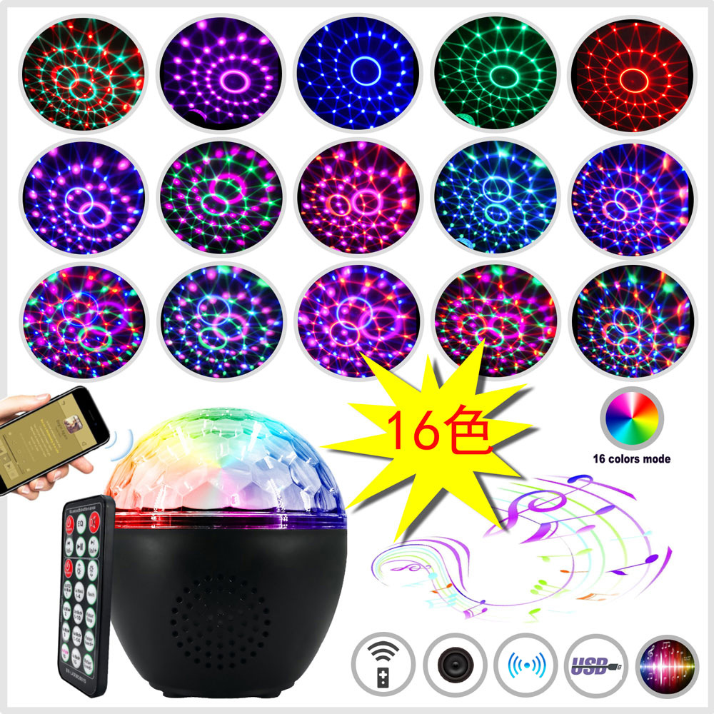 Bluetooth magic ball light, LED stage with sound box, crystal disco party, disco atmosphere, projection gift pic 13