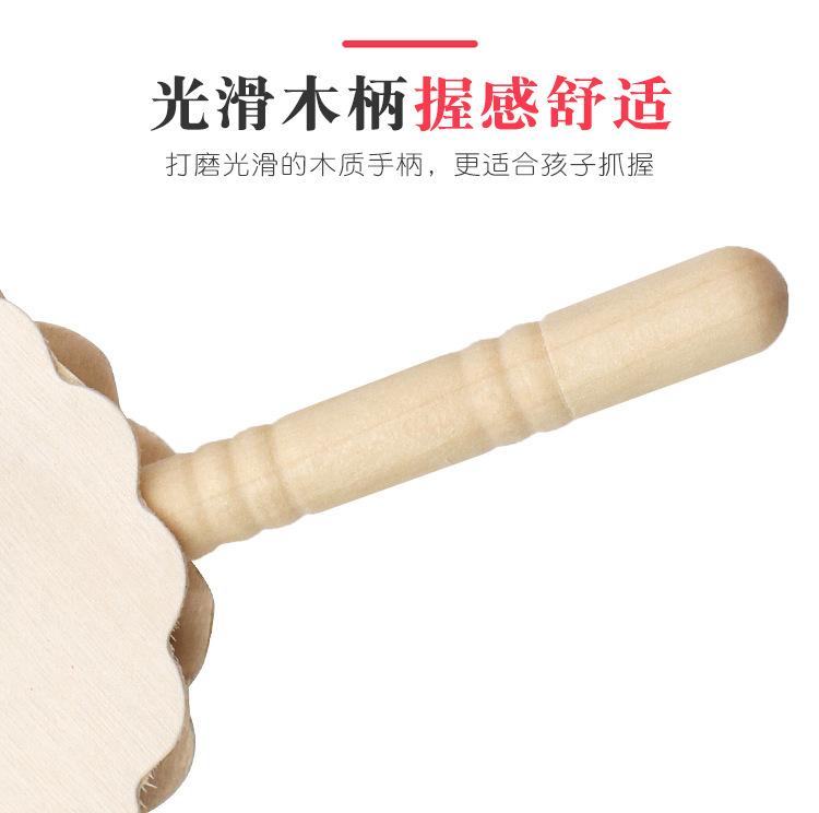 京剧脸谱拨浪鼓diy儿童手工木质国潮手持玩具绘画涂色木白胚详情31
