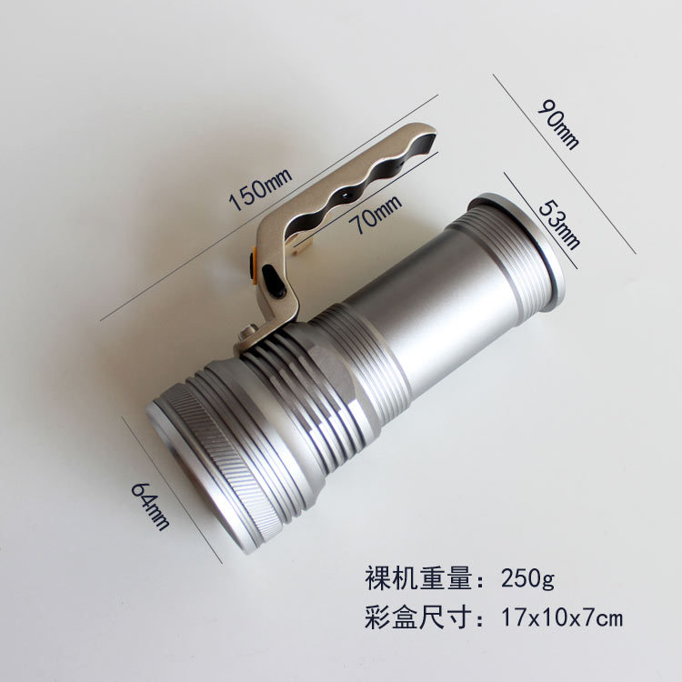 T6 portable searchlight, waterproof aluminum alloy rechargeable flashlight, patrol, camping, search and rescue, fishing, aluminum alloy waterproof pic 7