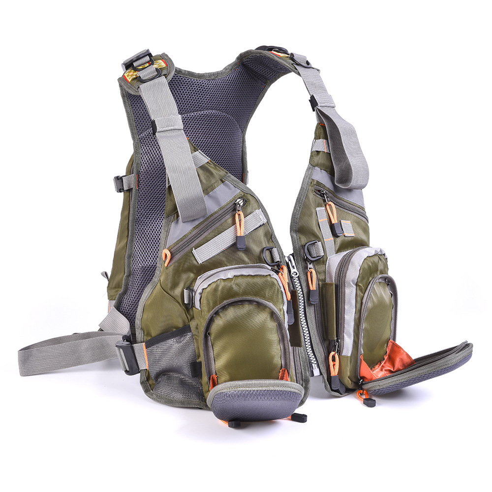 Fishing vest + life jacket + backpack, multi-functional life jacket, fly fishing backpack with multiple pockets pic 13