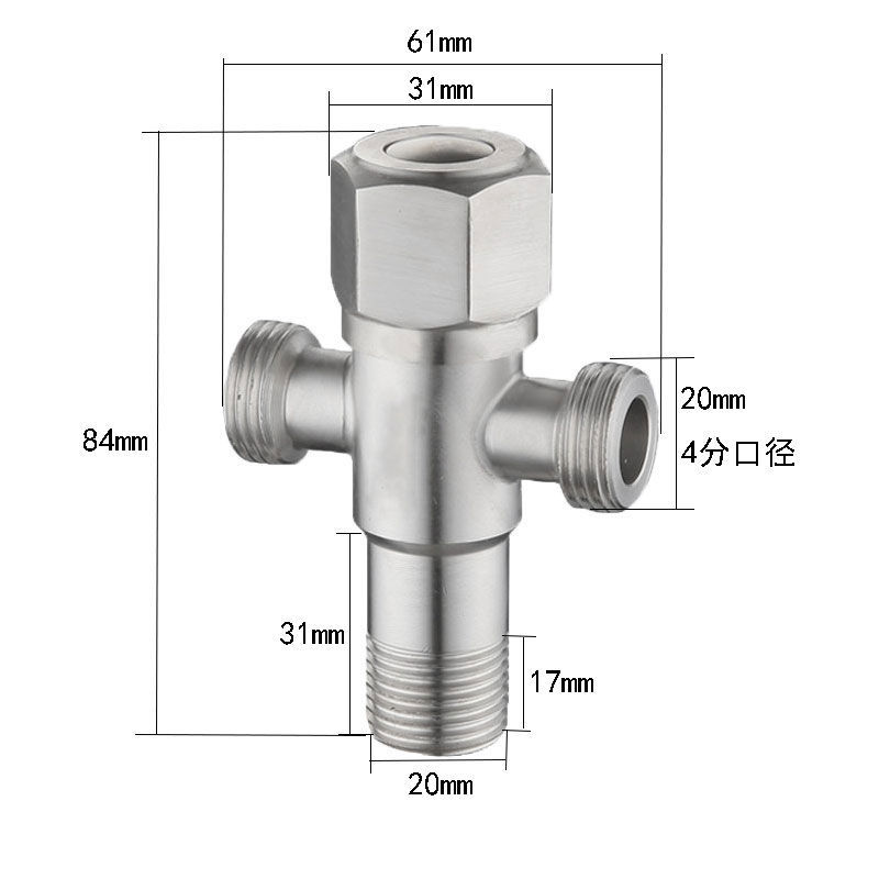 304不锈钢角阀一进二出马桶角阀加长三角阀加厚黄铜阀芯卫浴批发详情54