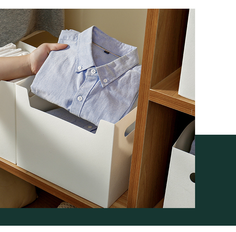 pp faux leather storage box, desktop book and stationery storage basket, storage rack, plastic storage basket, storage can be folded pic 27