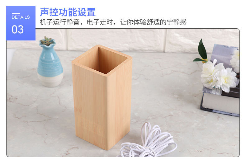 Cross-border bestseller wooden pen holder alarm clock, Amazon hot selling LED clock gift electronic clock, can silk-screen print logo pic 9