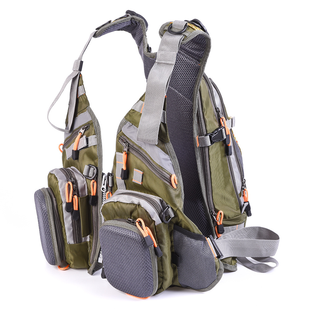 Fishing vest + life jacket + backpack, multi-functional life jacket, fly fishing backpack with multiple pockets pic 11