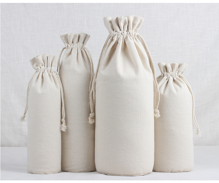 Round-bottom cotton and linen canvas bags, double-strand drawstring mouth tea bags, wine bags, rice packaging bags, and bundle bags in 6 sizes in stock pic 16