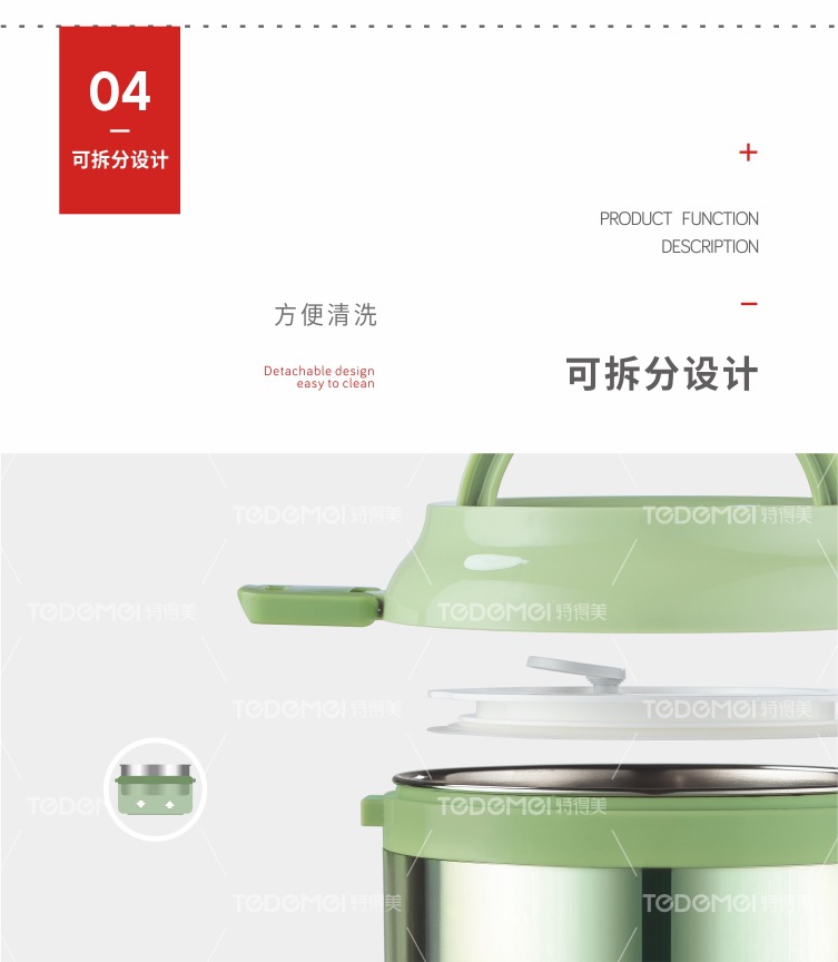 Simple stainless steel lunch box with multiple compartments, portable bento box with lid pic 8