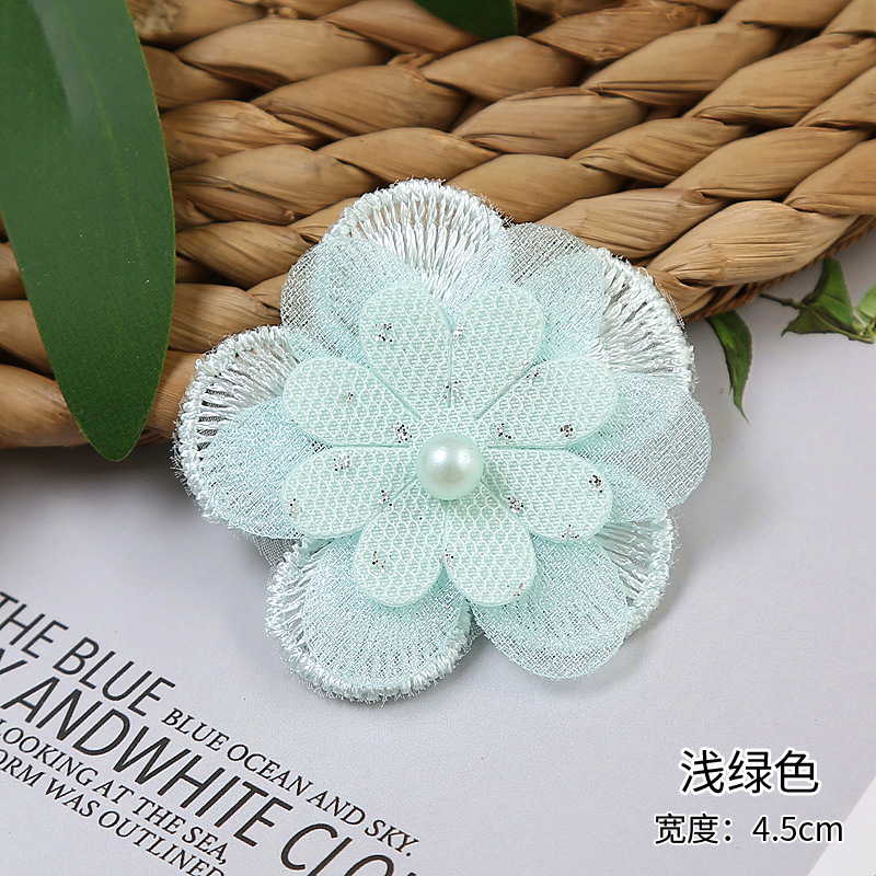 厂家直销多色带钻三层订珠欧根纱花朵三层欧根纱花边服饰配件详情12