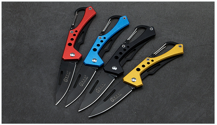 Stainless steel folding knife with keychain, outdoor knife, multi-functional folding knife, edc fruit knife pic 6