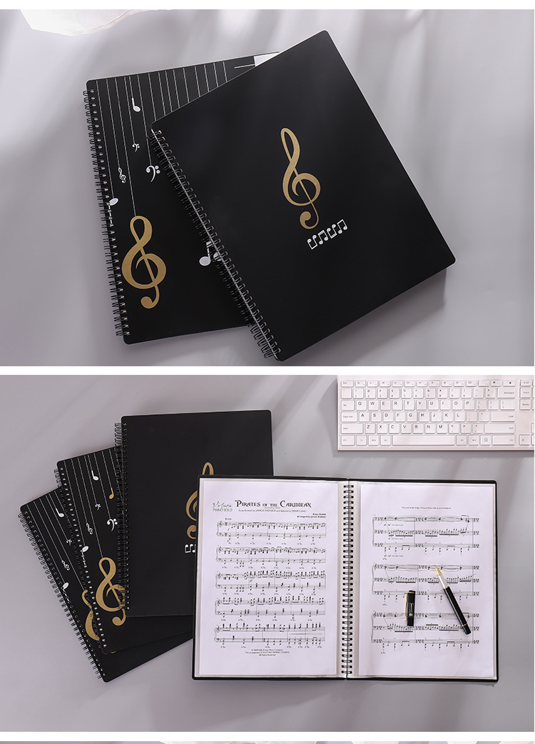 Multi-layered insert folder, transparent A4 sheet music, music score holder, piano score holder, test paper holder, information book, black pic 13