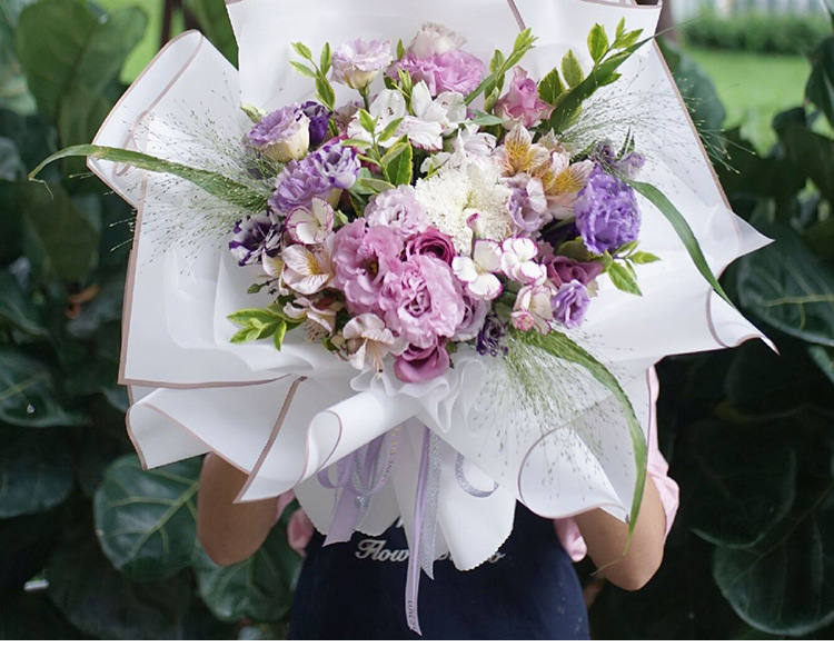 罗兰新款金色边框果冻膜鲜花包装纸材料防水高档包花纸花束花艺店详情18