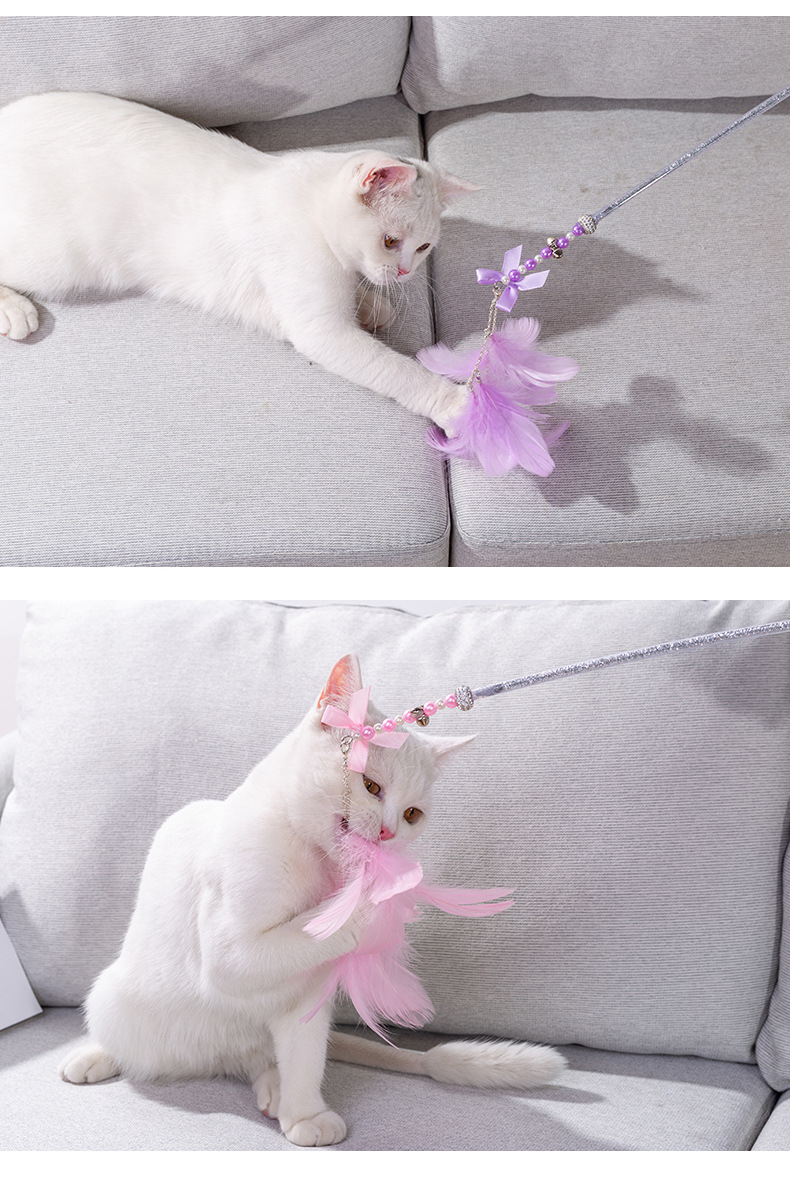 宠物用品可拆卸带铃铛羽毛逗猫棒耐抓耐损猫互动逗猫棒厂家代发详情15