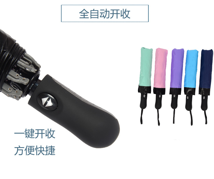 Wholesale creative three-fold umbrellas, fully automatic reverse umbrellas, folding black rubber sun umbrellas, outdoor car umbrellas, sunshade umbrellas pic 15