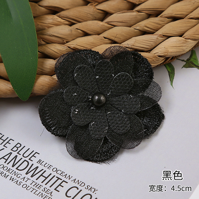 厂家直销多色带钻三层订珠欧根纱花朵三层欧根纱花边服饰配件详情11