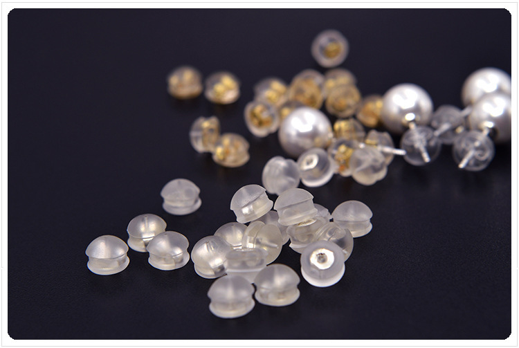 925 silver ear buckles, anti-slip ear studs, anti-drop, super tight back plug, DIY earrings, gold and silicone ear plugs, pure wholesale pic 2