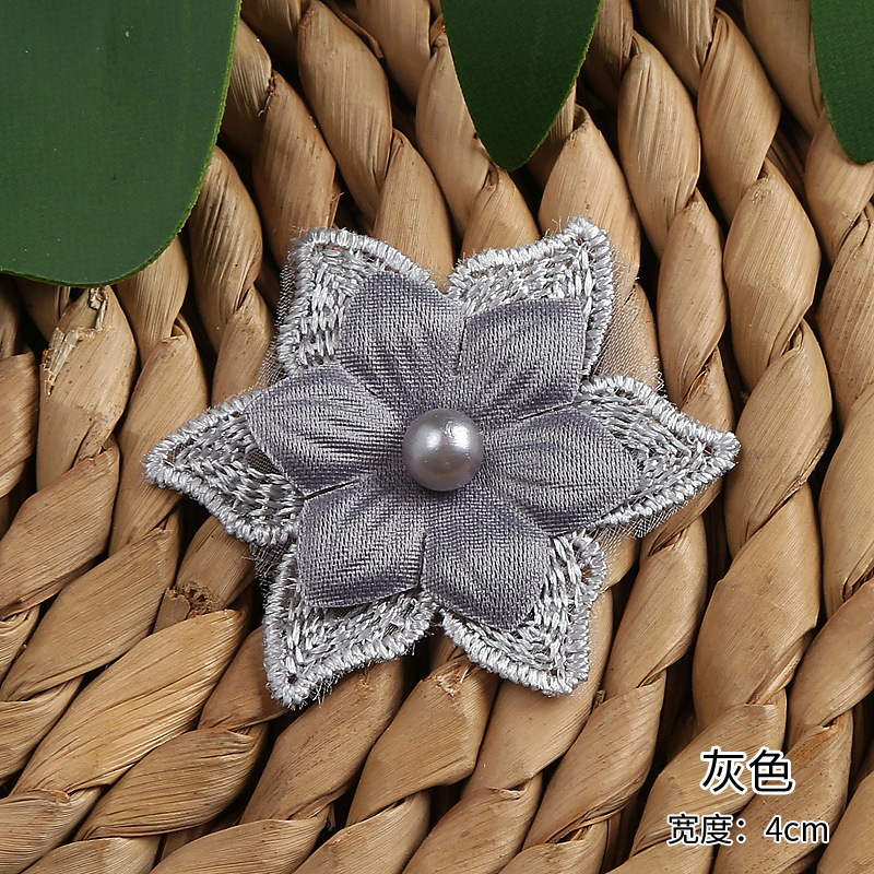 Six-color double-layer beaded lace flower DIY clothing accessories, wedding dress lace polyester headwear, organza flower pic 9