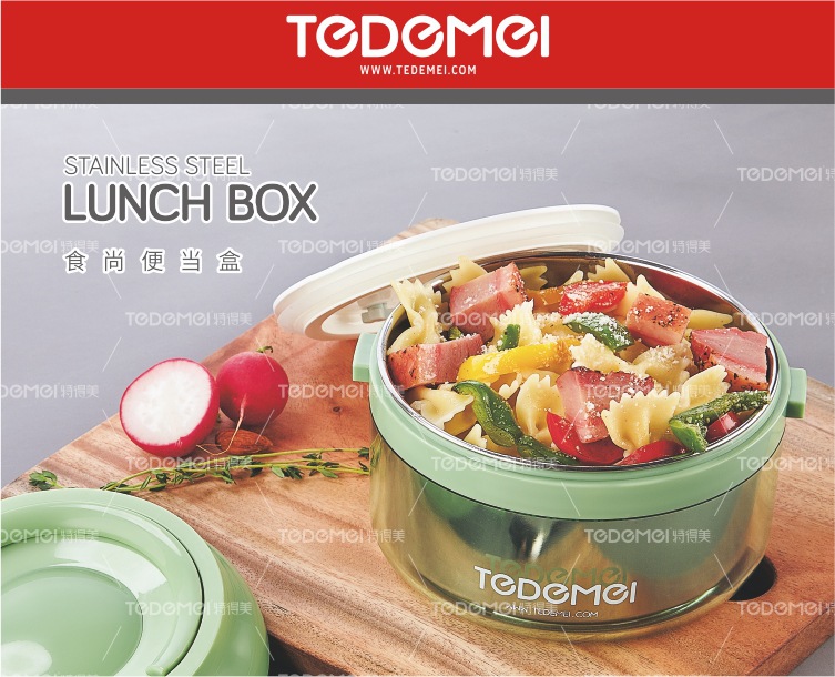Simple stainless steel lunch box with multiple compartments, portable bento box with lid pic 1